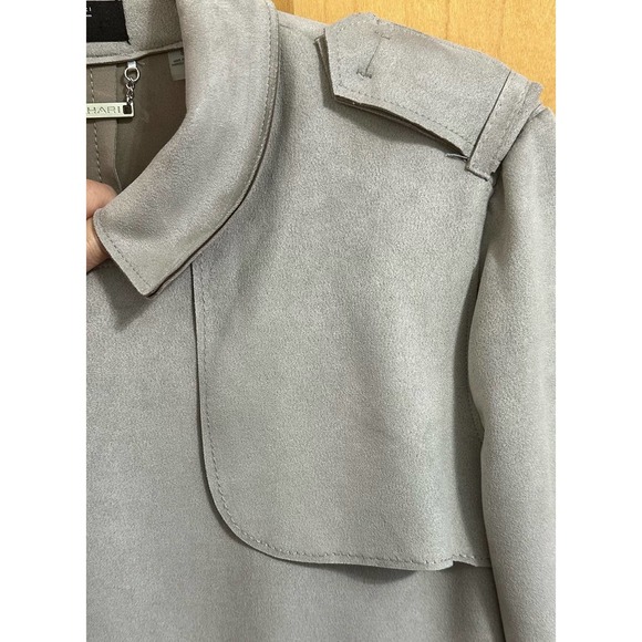 NWOT, T Tahari Women’s Taupe Faux Suede Size Small Long Coat - Picture 3 of 16